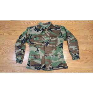 US Army Woodland Camo Field Jacket Coat Mens Large Long Combat Uniform